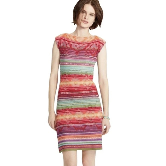 Lauren Ralph Lauren Rainbow Indian Tribal Linen Sleeveless Sweater Dress sz. PXS - Picture 1 of 13